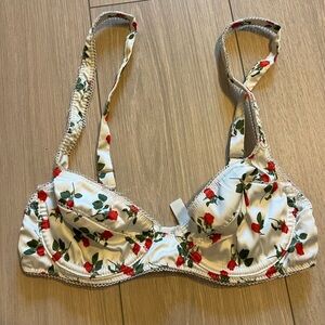 For Love And Lemons Red Floral Bra XS
